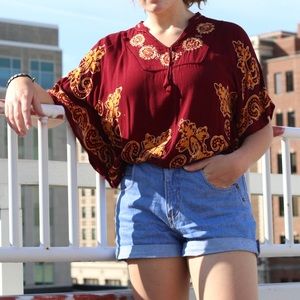 Maroon and Gold Flowy Shirt